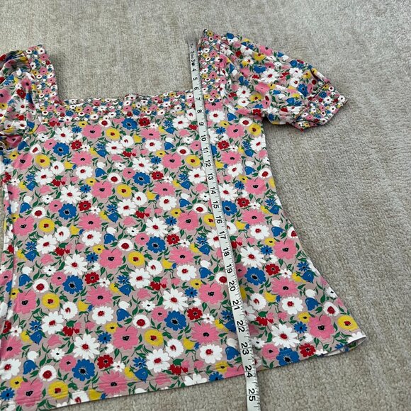 Boden Short Sleeve Top Floral Square Neck Blouse Top 6 - Picture 5 of 8